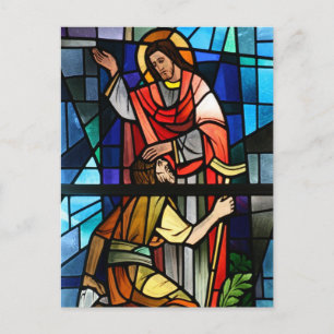 Jezus Christus Healing the Lame Glas in lood Art Briefkaart