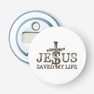 Jezus Christus Heeft Mijn Leven Gered Cadeau Voor Button Flesopener