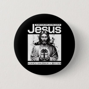 Jezus Christus Heer En Verlosser Ontwerp  Ronde Button 5,7 Cm