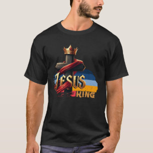 Jezus Christus Heer Koning Kroon Kruis Christelijk T-shirt