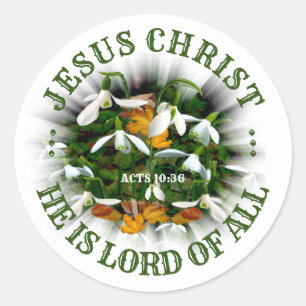 Jezus Christus Heer van alle  witte sneeuwval Ronde Sticker