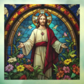 Jezus Christus Heilig Hart Faux Glas in lood Raamsticker (Vel 3)