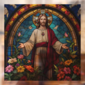 Jezus Christus Heilig Hart Faux Glas in lood Raamsticker (Vel 2)