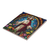 Jezus Christus Heilig Hart Faux Glas in lood Tegeltje (Zijkant)