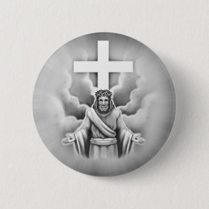 Jezus Christus Herurrectie Kruisontwerp Ronde Button 5,7 Cm