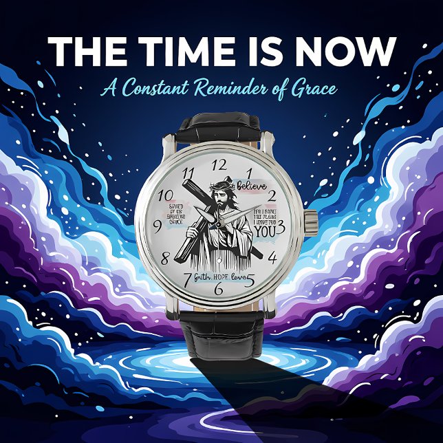 Jezus Christus houdt een kruis vast Horloge (Creator heeft geüpload)