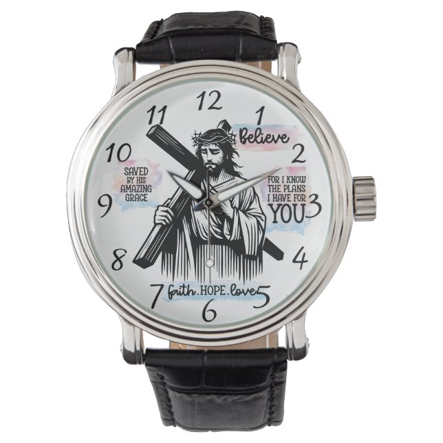 Jezus Christus houdt een kruis vast Horloge (Voorkant)
