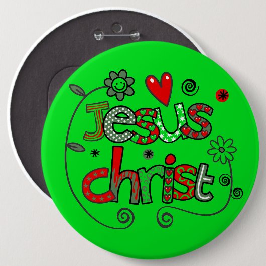 Jezus Christus I Doodles I KellyGrn I 6x6 Button (Voorkant /achterkant)