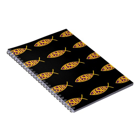 JEZUS CHRISTUS ICHTHYS VISREDDING PAARSE GOUD NOTITIEBOEK (Rechterzijde)