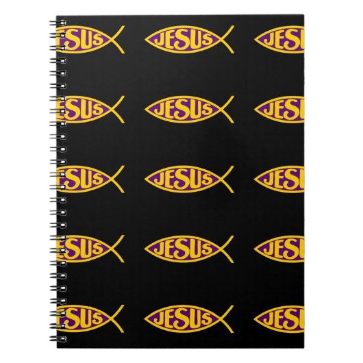 JEZUS CHRISTUS ICHTHYS VISREDDING PAARSE GOUD NOTITIEBOEK (Voorkant)