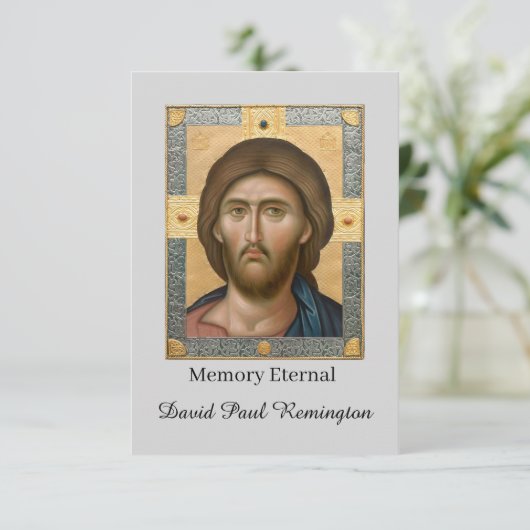 Jezus Christus Icon Orthodoxe Foto Memorial Bedankkaart (Staand voorkant)