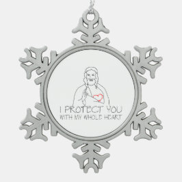 Jezus Christus, ik bescherm je Tin Sneeuwvlok Ornament