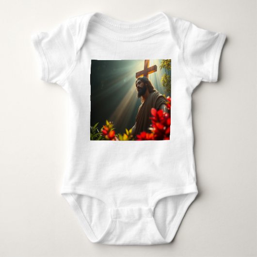 Jezus Christus in de tuin Baby Jumper Romper (Voorkant)