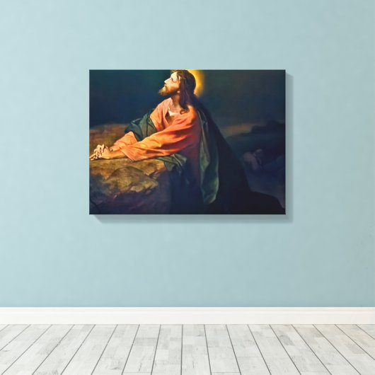 Jezus Christus in Gethsemane Canvas Afdruk (Insitu (Houten vloer))