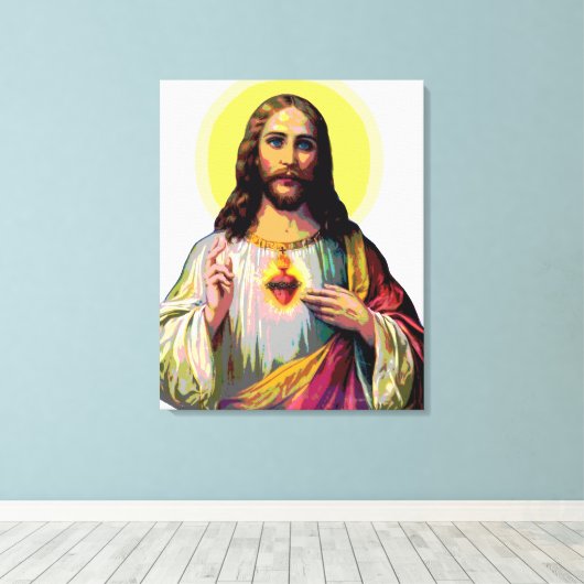 Jezus Christus in Pop Art Style Canvas Afdruk (Insitu (Houten vloer))