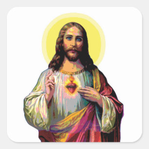 Jezus Christus in Pop Art Style Vierkante Sticker