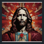 Jezus Christus in Pop Kunst en Art Deco Perfect Poster<br><div class="desc">Dit prachtige portret van Jesus combineert naadloos Art Deco en Pop Art-elementen, met een rijk donkerwijnrood palet dat zowel gratie als majesteit uitstraalt. Het robuuste silhouet van Jezus wordt geaccentueerd door gedurfde inktlijnen, die kracht en sereniteit overbrengen, terwijl ingewikkelde Art Deco-details een vleugje klassieke elegantie toevoegen. De infusie van Pop...</div>