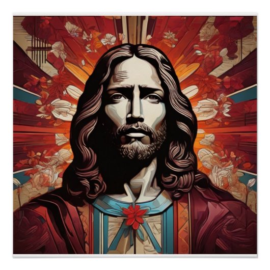 Jezus Christus in Pop Kunst en Art Deco Perfect Poster (Voorkant)