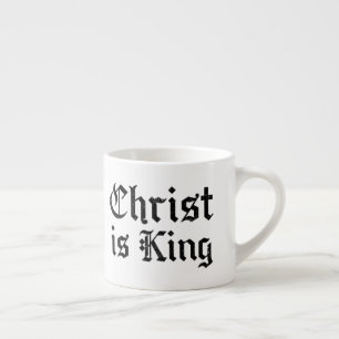 Jezus Christus is Koning Gotische Blackletter Grun Espresso Kop