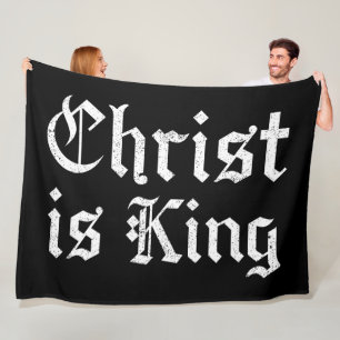 Jezus Christus is Koning Gotische Blackletter Grun Fleece Deken