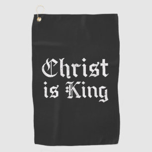 Jezus Christus is Koning Gotische Blackletter Grun Golfhanddoek