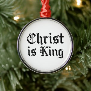 Jezus Christus is Koning Gotische Blackletter Grun Metalen Ornament