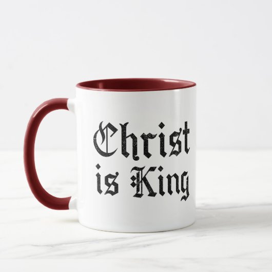 Jezus Christus is Koning Gotische Blackletter Grun Mok (Links)
