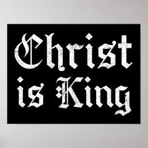 Jezus Christus is Koning Gotische Blackletter Grun Poster