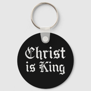 Jezus Christus is Koning Gotische Blackletter Grun Sleutelhanger