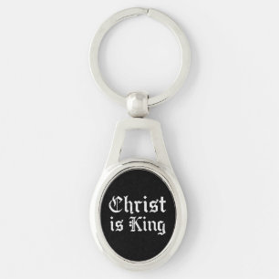 Jezus Christus is Koning Gotische Blackletter Grun Sleutelhanger