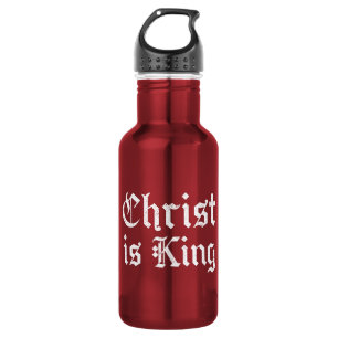 Jezus Christus is Koning Gotische Blackletter Grun Waterfles