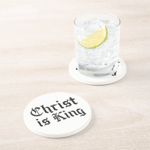 Jezus Christus is Koning Gotische Blackletter Grun Zandsteen Onderzetter