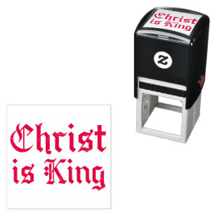 Jezus Christus is Koning Gotische Blackletter Grun Zelfinktende Stempel