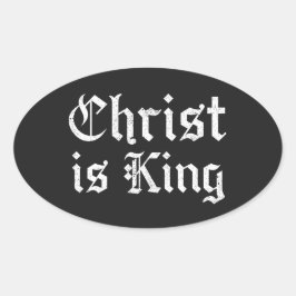 Jezus Christus is Koning - gotische grunge geërode Ovale Sticker