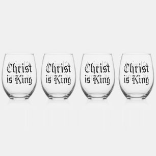 Jezus Christus is Koning - gotische grunge geërode Wijnglas Zonder Voet