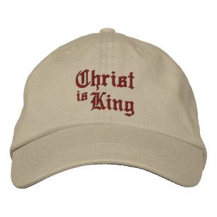 Jezus Christus is Koning middeleeuwse gotische let Geborduurde Pet