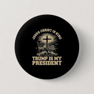 Jezus Christus Is Koning Trump Is Mijn President  Ronde Button 5,7 Cm