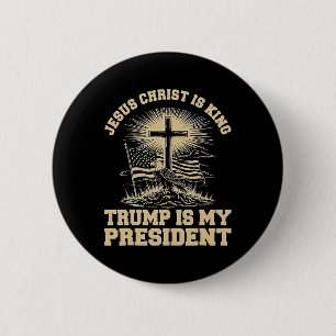 Jezus Christus Is Koning Trump Is Mijn President  Ronde Button 5,7 Cm