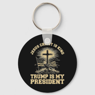 Jezus Christus is Koning Trump is Mijn President Sleutelhanger