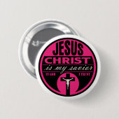 Jezus Christus is mijn redder (roze) Ronde Button 5,7 Cm (Voorkant /achterkant)