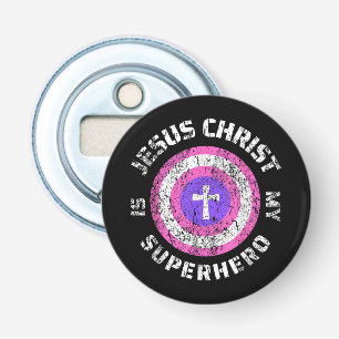 Jezus Christus Is Mijn Superheld Jezus Button Flesopener