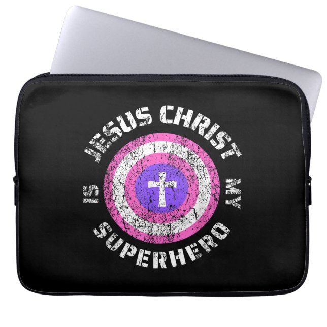 Jezus Christus Is Mijn Superheld Jezus Laptop Sleeve (Voorkant)