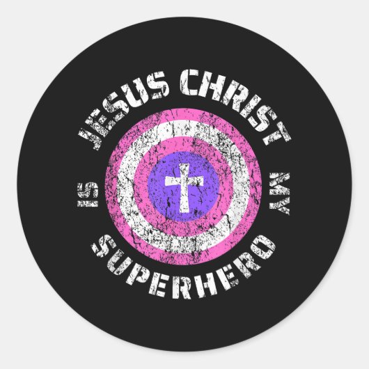 Jezus Christus is mijn superheld Jezus Ronde Sticker (Voorkant)