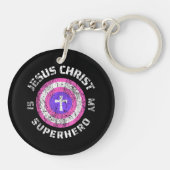 Jezus Christus Is Mijn Superheld Jezus Sleutelhanger (Achterkant)