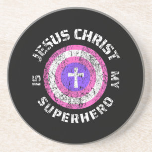 Jezus Christus Is Mijn Superheld Jezus Zandsteen Onderzetter