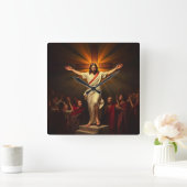 Jezus Christus is verrezen muurklok Vierkante Klok (Huis)