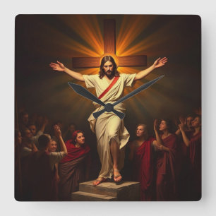 Jezus Christus is verrezen muurklok Vierkante Klok