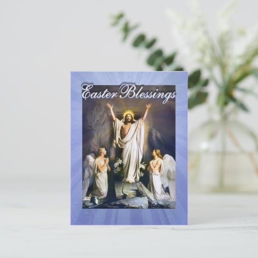 Jezus Christus is verrezen, Paasopstanding Feestdagenkaart (Staand voorkant)
