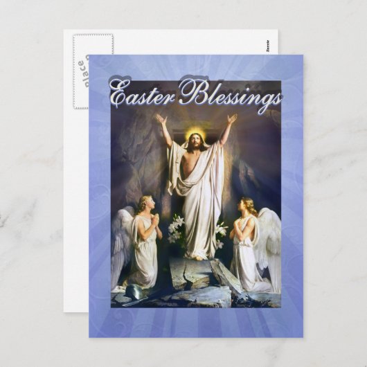 Jezus Christus is verrezen, Paasopstanding Feestdagenkaart (Voorkant / Achterkant)