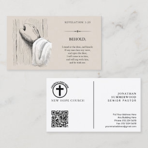 Jezus Christus klopt op een deur Openbaring 3:20 Visitekaartje
